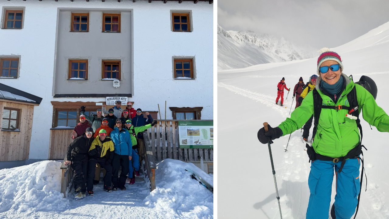 Groepsfoto voor de Heidelberger Hutte