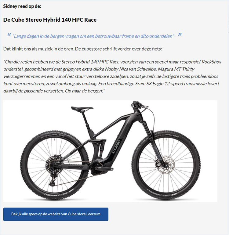 Met de Cube eMTB in de bergen