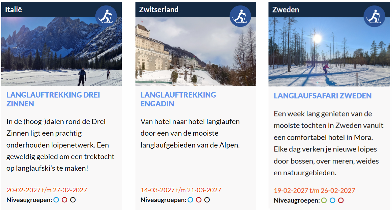 De nieuwe reizen die online staan