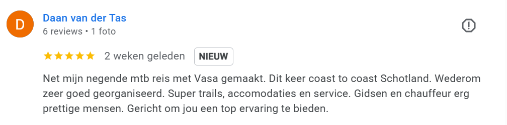 Review van Daan van der Tas over de Schotland Coast to Coast reis