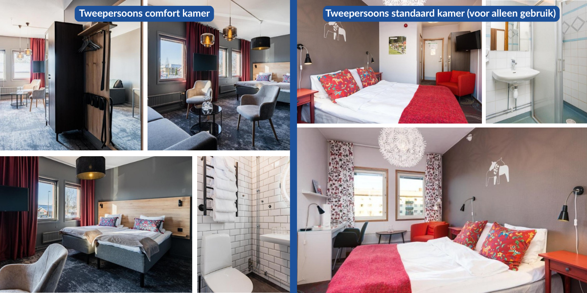 Twee beschikbare kamers in het hotel in Zweden