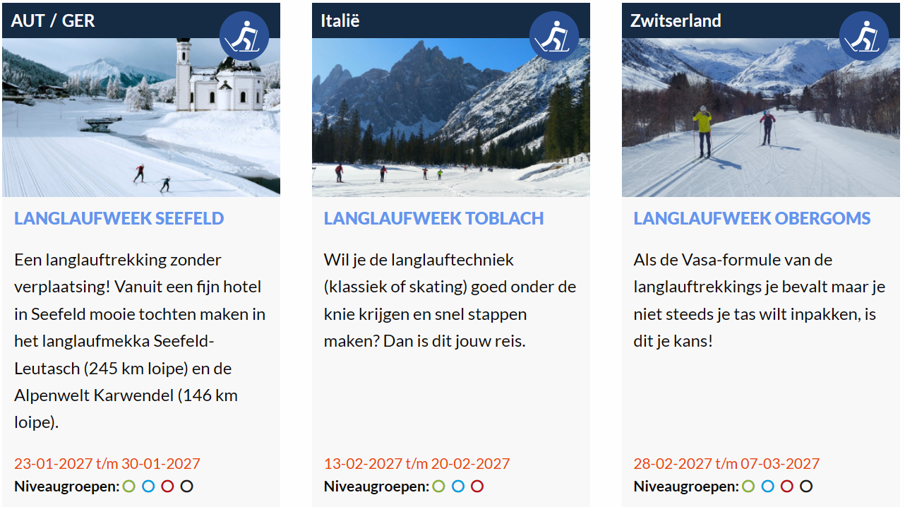 De nieuwe reizen die online staan